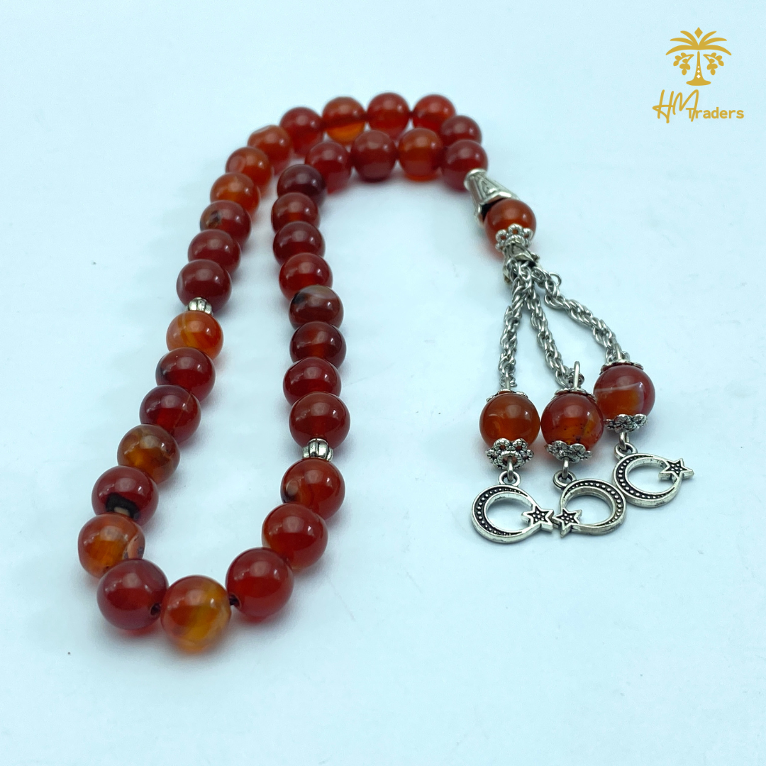 Red Sulemani Aqeeq Tasbih 8 mm HM Traders