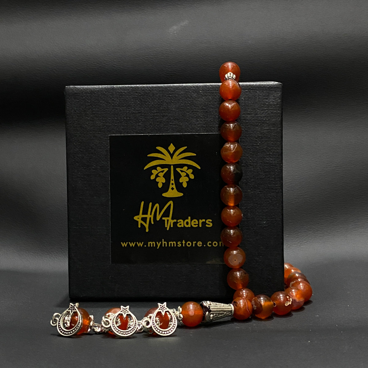 Red Aqeeq Tasbih 8 mm HM Traders