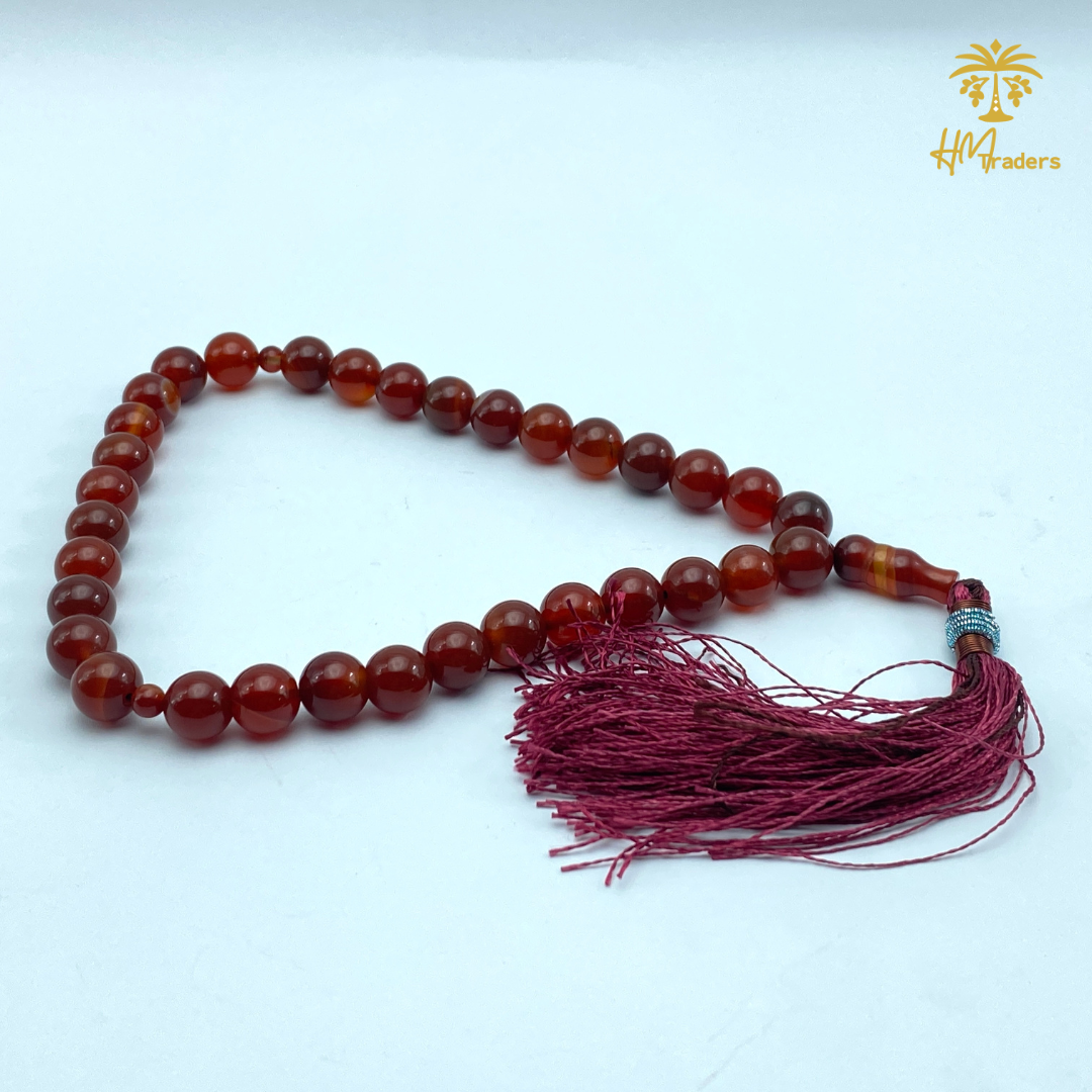 Red Sulemani Aqeeq Tasbih 10 mm HM Traders