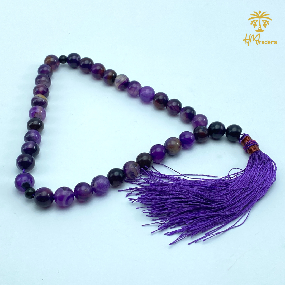 Purple Aqeeq Tasbih 10 mm HM Traders