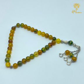 Yellow Green Aqeeq Tasbih HM Traders