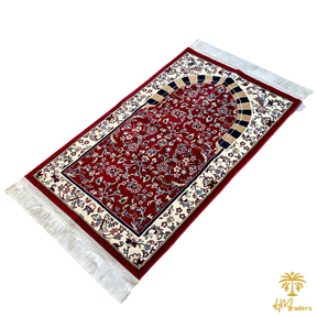 Al Rawda with Haram Arch Patterns Prayer Mat (Red) HM Traders