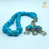 Blue Feroza Tasbih Cut Stone HM Traders