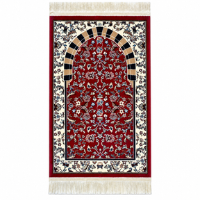 Al Rawda with Haram Arch Patterns Prayer Mat (Red) HM Traders