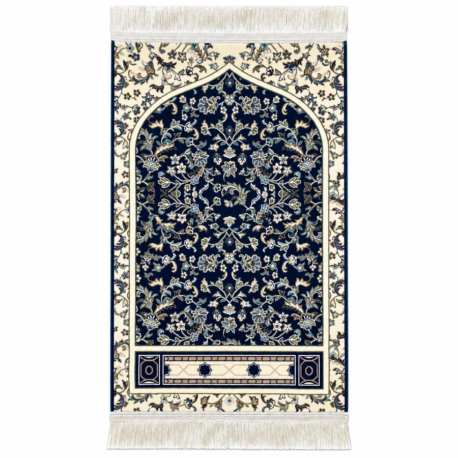 Luxurious Haramain Prayer Mat - Dark Blue HM Traders