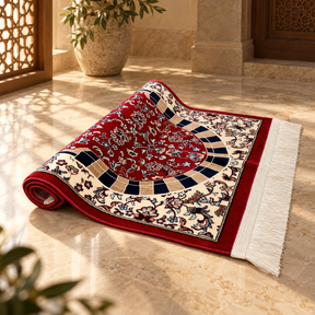 Al Rawda with Haram Arch Patterns Prayer Mat (Red) HM Traders