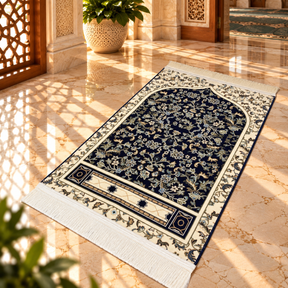 Luxurious Haramain Prayer Mat - Dark Blue HM Traders