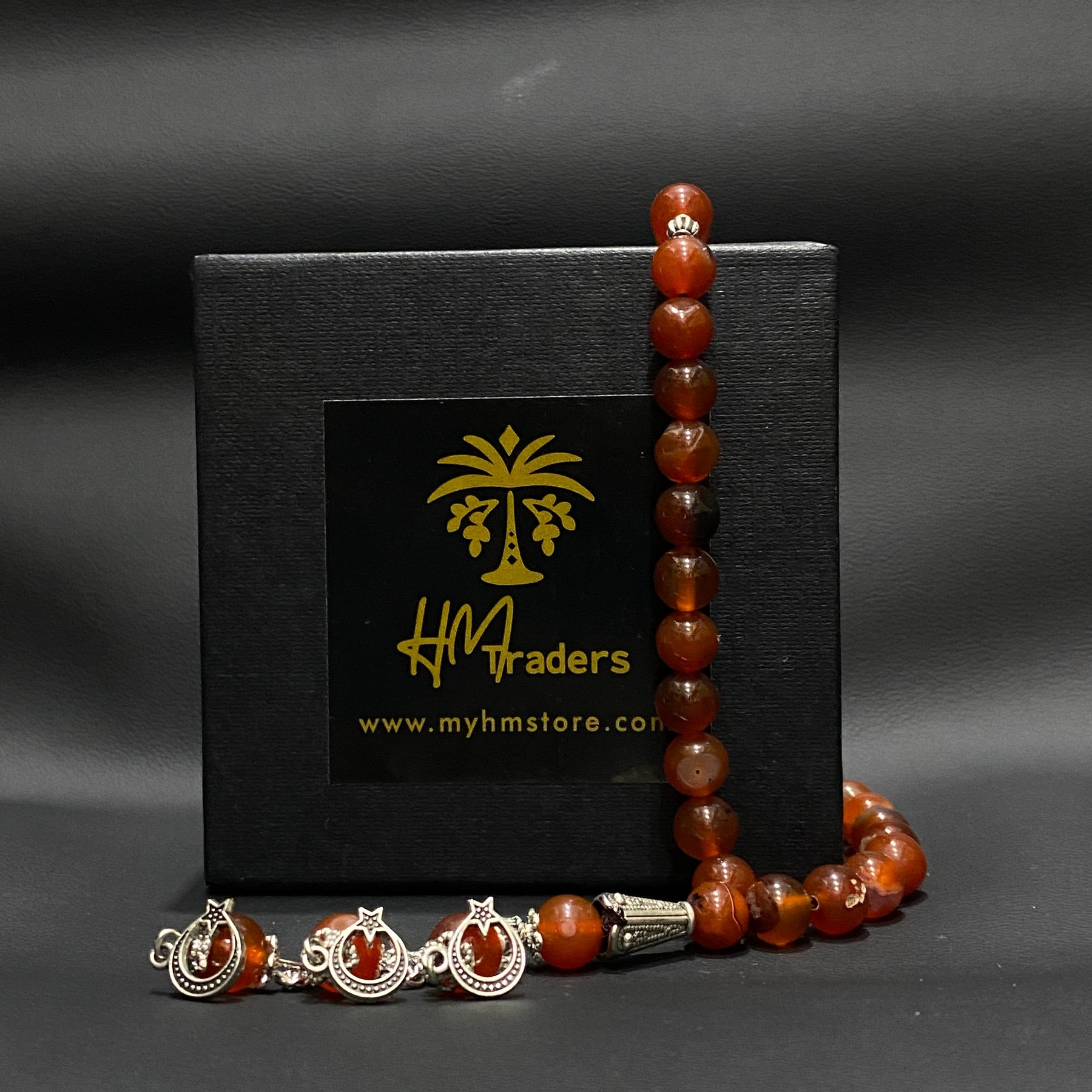 Red Aqeeq Tasbih 8 mm HM Traders