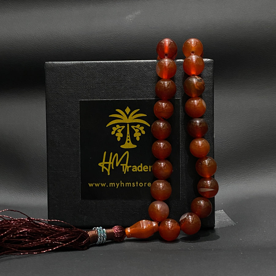 Red Aqeeq Tasbih 10 mm HM Traders