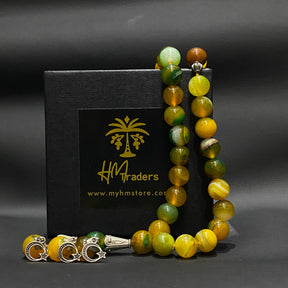 Yellow Green Aqeeq Tasbih HM Traders