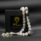 White Aqeeq Tasbih 10 mm HM Traders