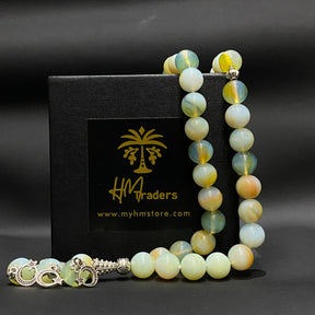 White Marbled Aqeeq Tasbih (Chain) 10 mm HM Traders